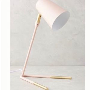 Anthropologie light pink gold-dipped task lamp